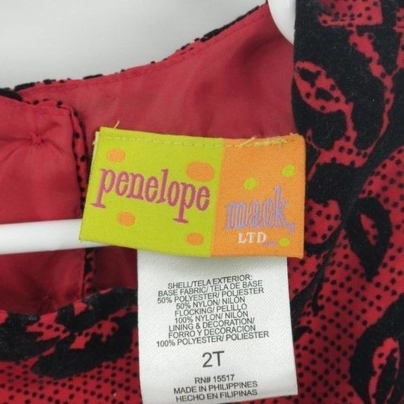 Penelope Mack Ruffle Tiered Velvet Floral Print Christmas Dress Size 2T - Picture 5 of 6